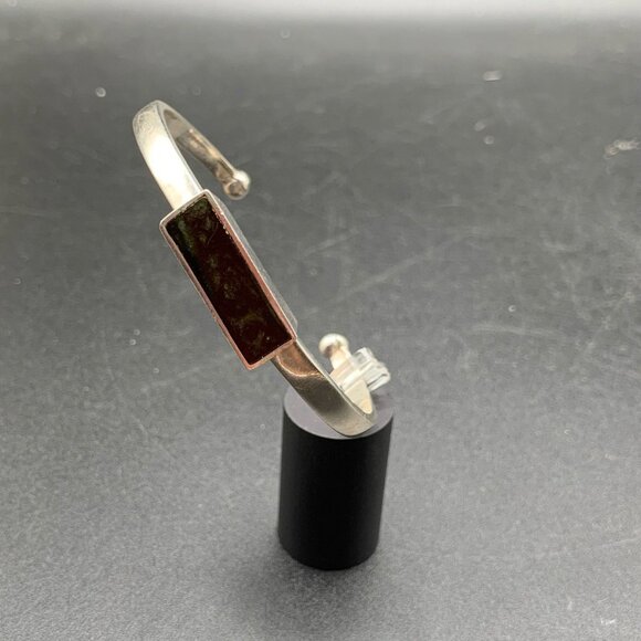 Unusual Sterling Silver & Poured Resin Handcrafted Cuff Bracelet Signed STER PC. - Picture 3 of 8